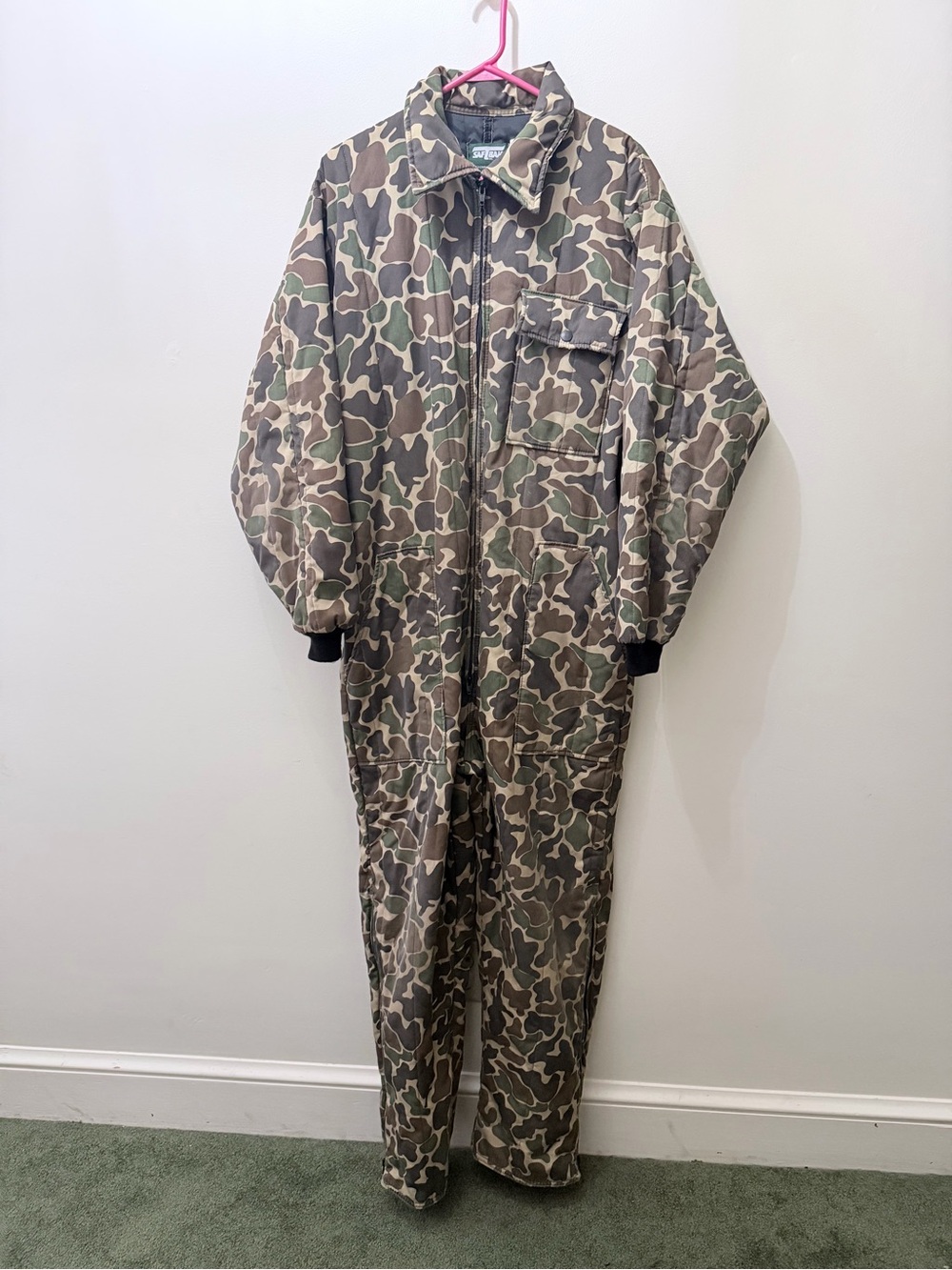 Vintage SafTbak Insulated Duck Camo Hunting Outdoors Coveralls USA Men’s L